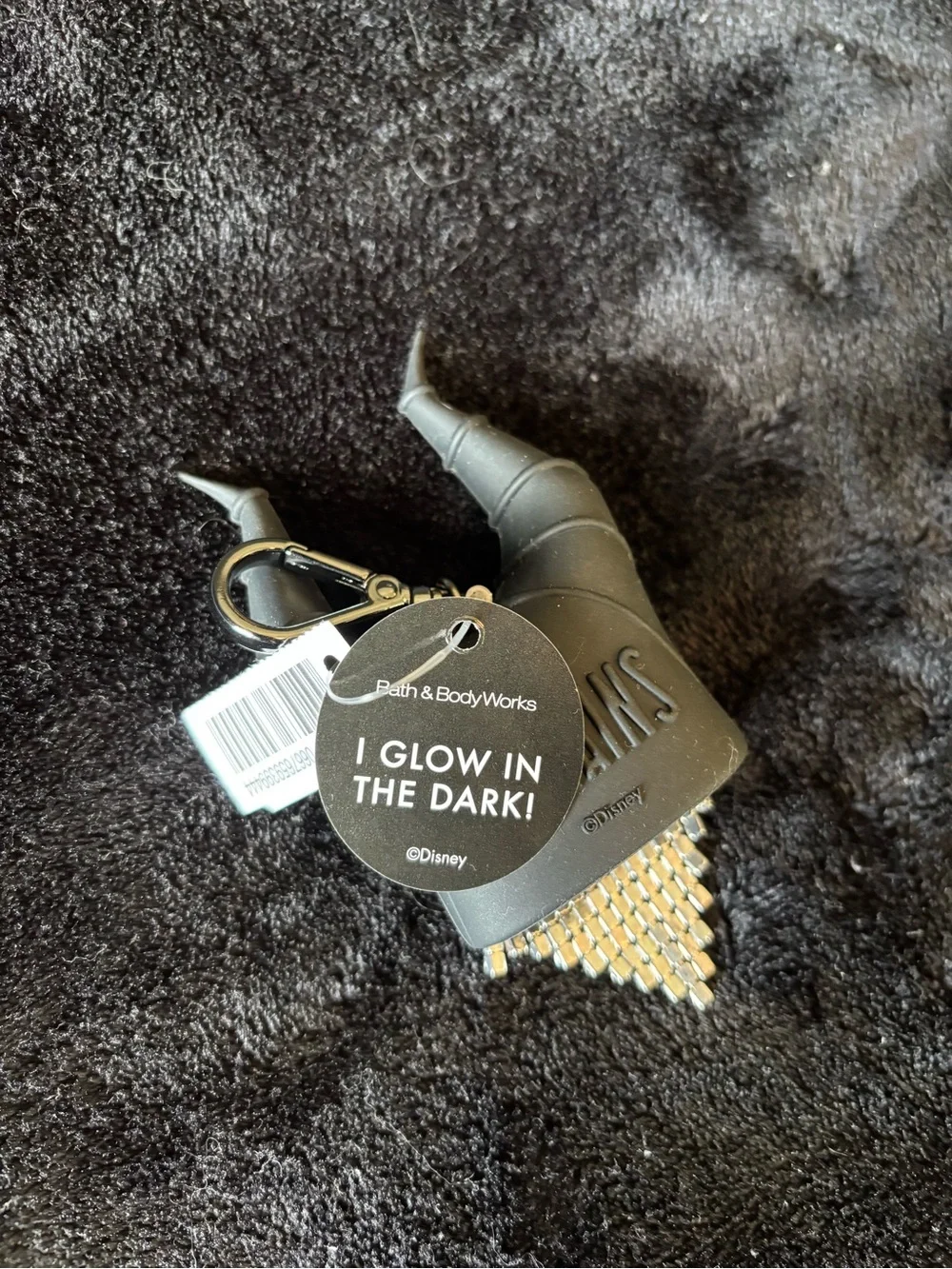 Bath & Body Works Black Horned Heart Keychain with Green Crystal Mesh